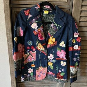 Vintage 70s patchwork ABOVE THE CROWD Multicolor Floral blazer